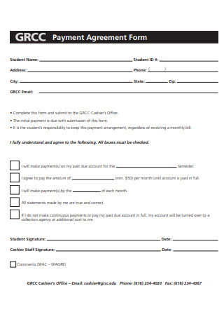 Sample Payment Agreement Form