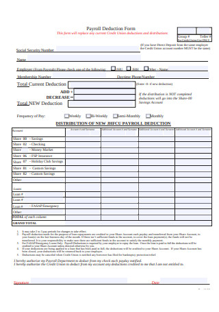 Sample Payroll Deduction Form Format