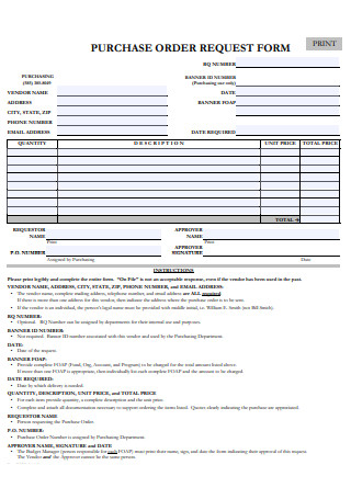 Sample Purchase Order Request Form