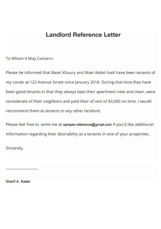 Sample Reference Letter for Rental Residential Application