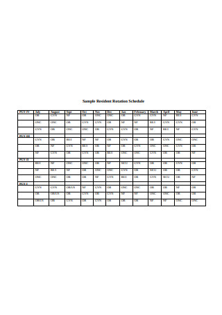 Sample Resident Rotation Schedule