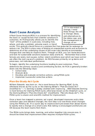 Sample Root Cause Analysis