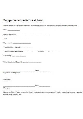 Sample Vacation Request Form
