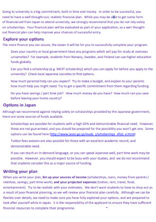 Sample Writing Financial Plan