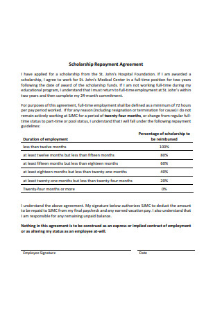 Scholarship Repayment Agreement