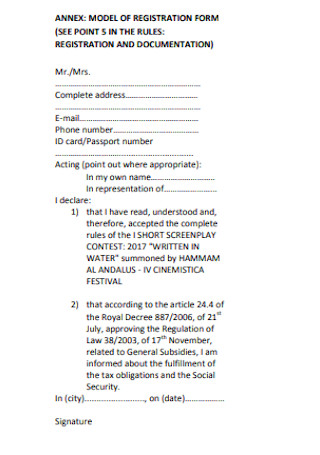 Screenplay Contest Registration Form
