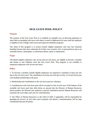 Sick Leave Pool Policy
