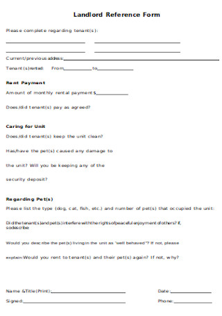 Simple Landlords Reference Form