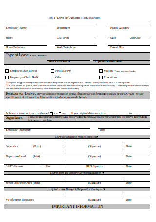 Simple Leave of Absence Request Form