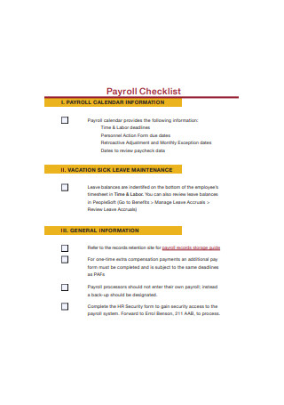 Simple Payroll Checklist