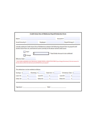 Simple Payroll Deduction Form Example