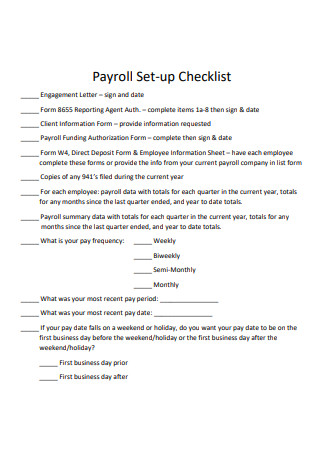 Simple Payroll Set up Checklist
