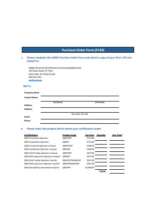 Simple Purchase Order Form Example