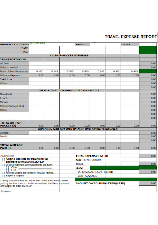 Simple Travel Expense Report