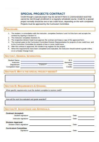 Special Projects Contract Form