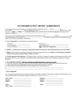 Standard Guest Artist Agreement