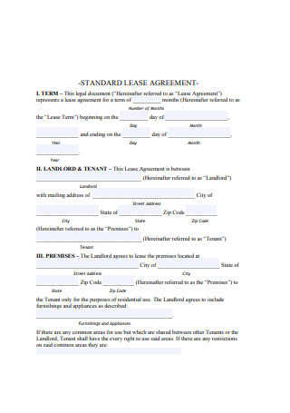 Standard Lease Agreement Format