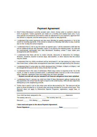 Standard Payment Agreement Format