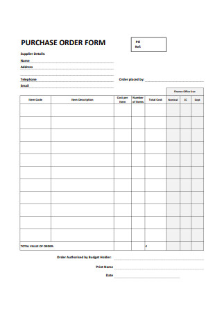Standard Purchase Order Form