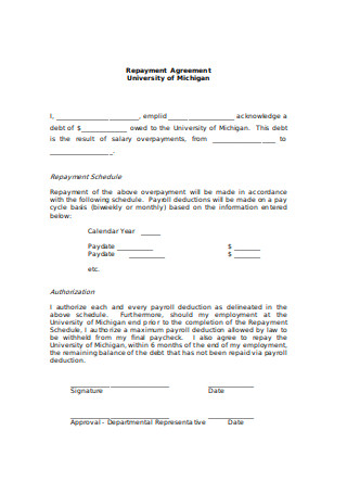 Standard Repayment Agreement Format