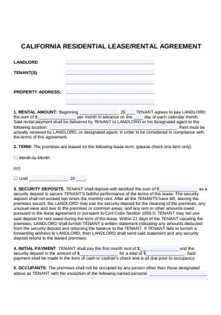 Standard Residential Lease Agreement