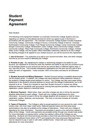 Student Payment Agreement