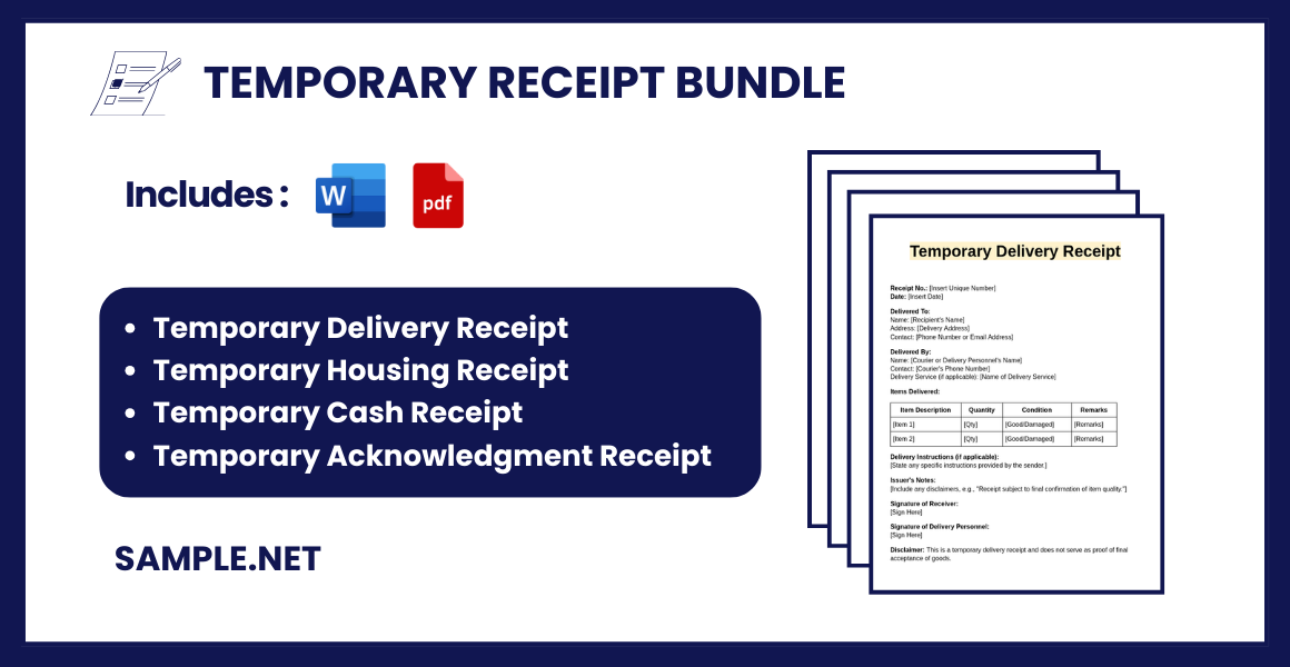 temporary receipt bundle