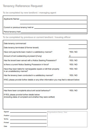 Tenancy Reference Request Form