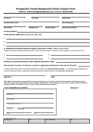 Tenant Background Check Consent Form