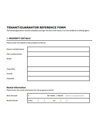 Tenant Guarantor Reference Form
