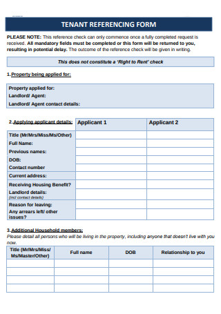 Tenant Referencing Form