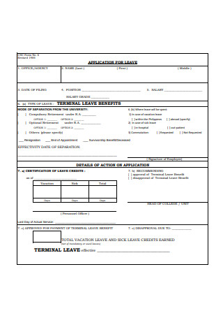 Terminal Leave Application Form