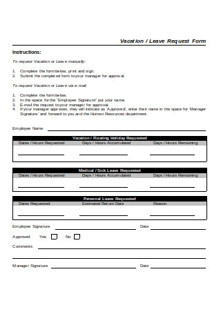 Vacation Leave Request Form in DOC