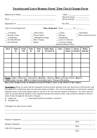 Vacation and Leave Request Form