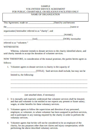 Volunteer Service Agreement