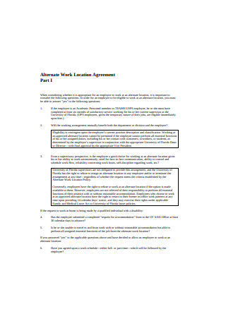 Work Location Agreement Example