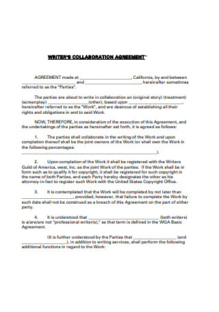 Writers Collaboration Agreement