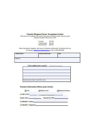 Acceptance Letter Request Form