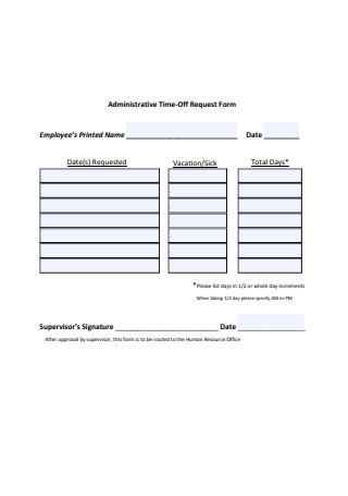 Administrative Time Off Request Form
