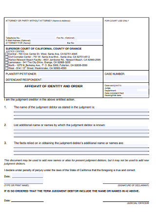 Affidavit of Identity Order Form