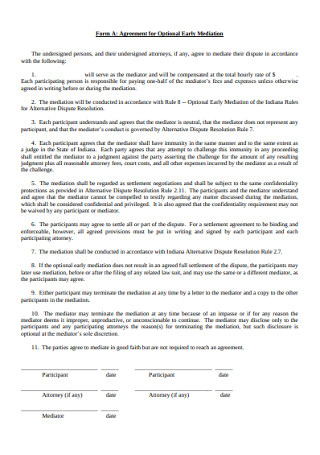 Agreement for Optional Early Mediation