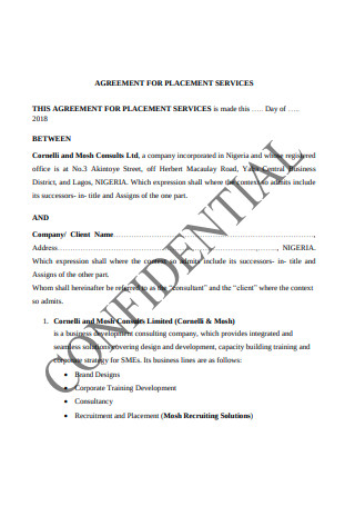 Agreement for Placement Services