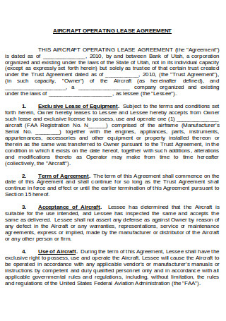 Aircraft Operating Agreement