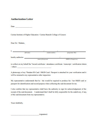 Authorization Letter Format
