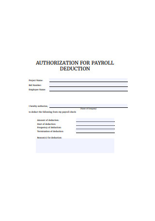 Authorization for Payroll Deduction