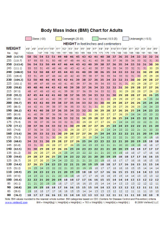 BMI Chart for Adults