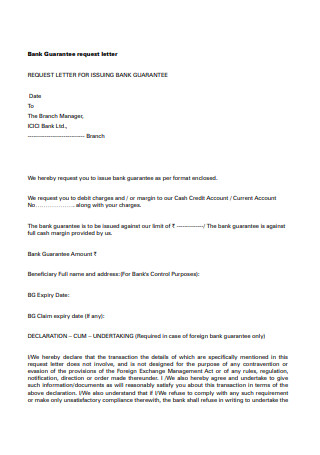 Bank Guarantee Request Letter