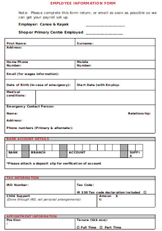 Basic Employee Information Form
