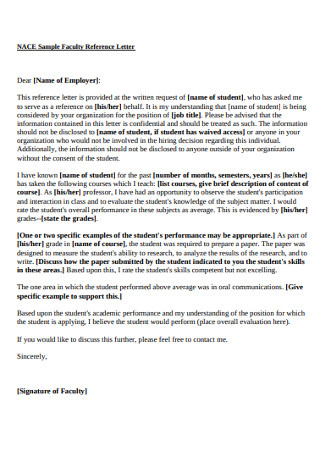 Basic Faculty Reference Letter