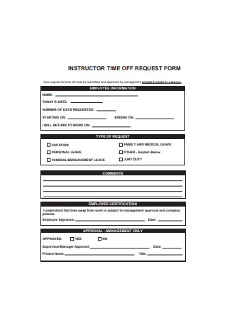 Basic Time Off Request Form Example